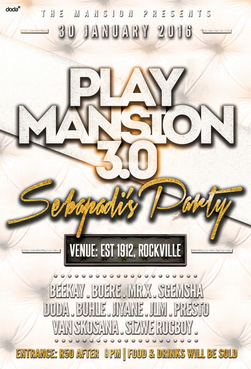 @DeejayBoere <a href="/JLM23rd/">Mbulelo Masango</a> <a href="/DJ_Buhle/">LAY • LookAtYou 💫</a> <a href="/Mr_Presto21/">️ Major™</a> <a href="/VanSkosana/">💜 Date Mike, Nice To Meet Me</a> <a href="/Dj_Sgemsha/">Bonga</a> <a href="/khulilejiyane/">Khulile Jiyane</a> <a href="/Bk_Dxpressions/">Beekay Mokoena</a> 

#PlayMansion