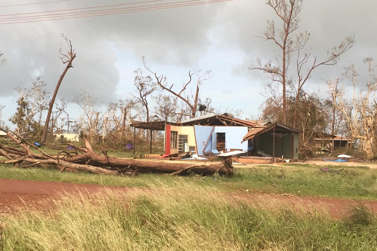 abcdarwin's tweet photo. Karen Malala & her kids have moved into their new home on #ElchoIsland. Their old home was destroyed in #CycloneLam https://t.co/Cqse3kOn28