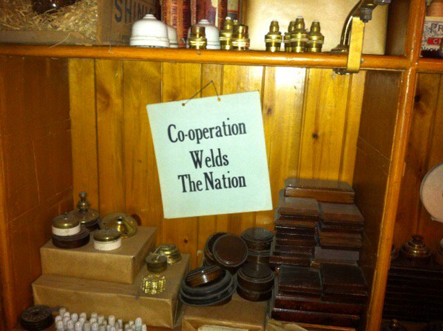 gbtoogood's tweet photo. Just like this old sign in the shop at  Beamish  Co-operative Local Forums have the potential to weld communities. https://t.co/xeQ5C1WIkg