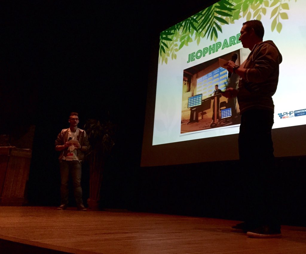 jmikola's tweet image. Thanks to the @DragonBe and @ThijsFeryn for bringing #PHPJeopardy to #phpbnl16 this year! Looking forward to tonight