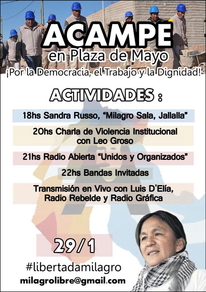ACAMPE EN PLAZA DE MAYO
LIBERTAD A MILAGRO