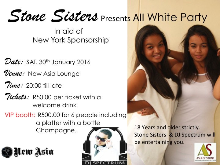 Ashley_Stone_69's tweet photo. Come and Enjoy your time with the Stone Sisters and DJ Spectrum! R 50.00 will get you in! https://t.co/iRB98dlgeh