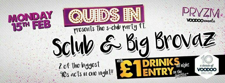OfficialBBST's tweet photo. ok guys get yourself down to @PryzmLeeds 15th Feb for the ultimate #BIGSclubParty featuring @RealBigBrovaz &amp; Sclub https://t.co/pXei2ra1bd