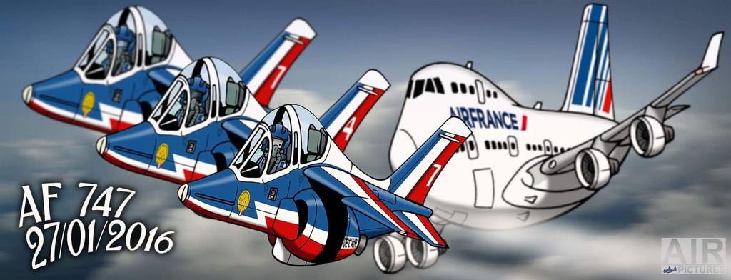 Maucarre's tweet photo. #b747 farewell Spéciale dédicace @Air_Pictures avec une belle caricature. #AF747 @AvgeeksFR @AFnewsroom @erprevot https://t.co/NW9jvy4ota