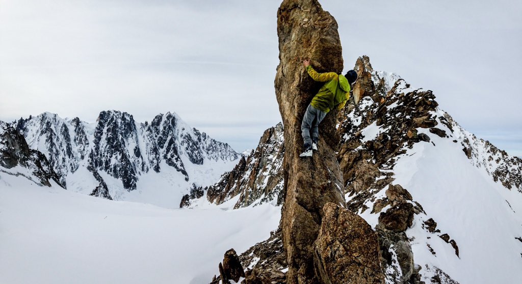 Nick just had to climb SOMETHING yesterday at Argentiere!