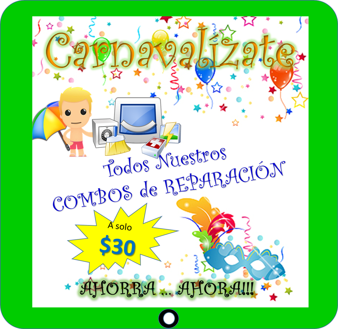 solucionesrenjo's tweet photo. #CARNAVAL2016, #repara, #renueva, #optimiza y #AHORRA . . . AHORA!!! RENJO ÚNICO SERV. INFORMÁTICO 24/7 A DOMICILIO https://t.co/tw07rE4SPE