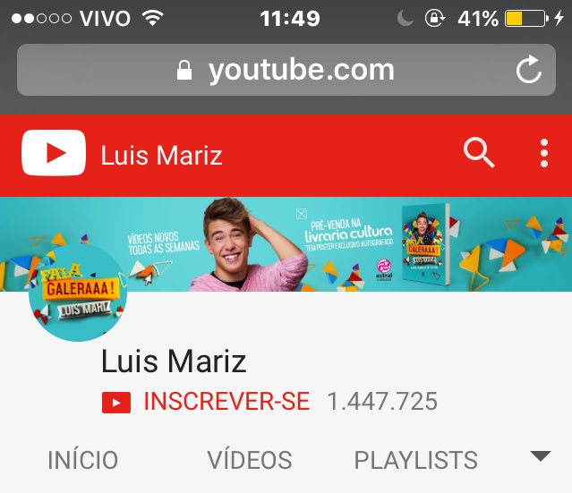 MarizHelp's tweet image. Em apenas 11 Horas e 44 minutos Luis ganhou 1.732 inscritos. Que orgulho @LuisMariz