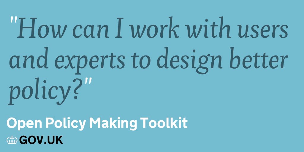 Find out how to make more open policy with the new Open Policy Making Toolkit. gov.uk/guidance/open-…