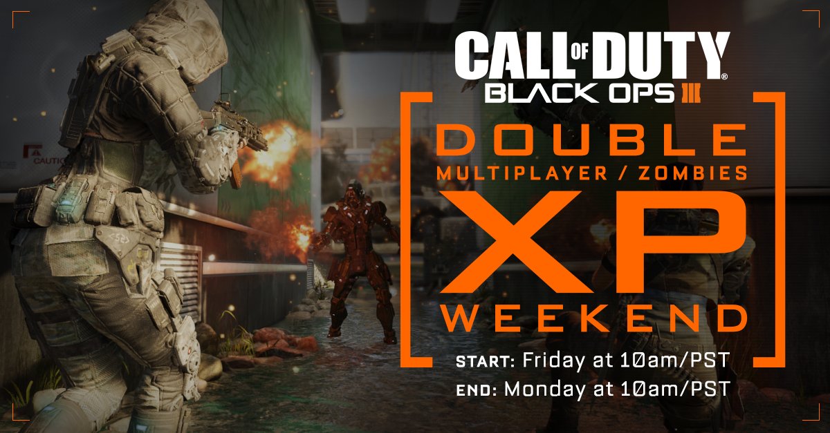 charlieINTEL's tweet image. Double XP for #BlackOps3 starts today at 10AM PT in both MP and Zombies. bit.ly/1nBvpcw