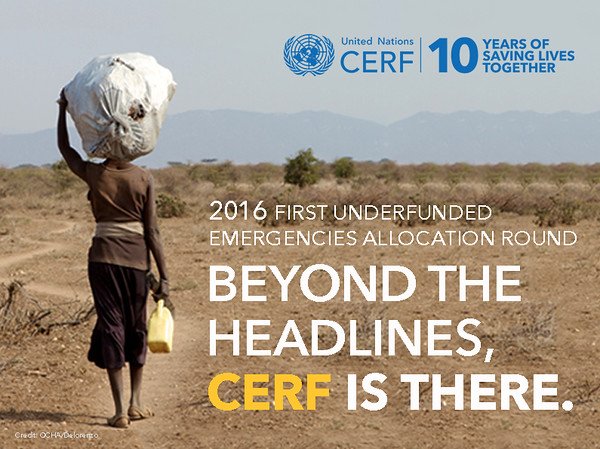 OCHAFunds's tweet photo. Ban Ki-moon released $100m from #UNCERF to help 4.5m ppl affected by 9 Underfunded Crises. https://t.co/8acveA5oMv https://t.co/sSP6DltuyV