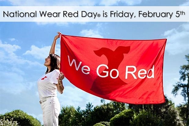 February 5th is #NationalWearRedDay.  Wear red to support women with heart disease and stroke! #GoRedWearRed #HIA