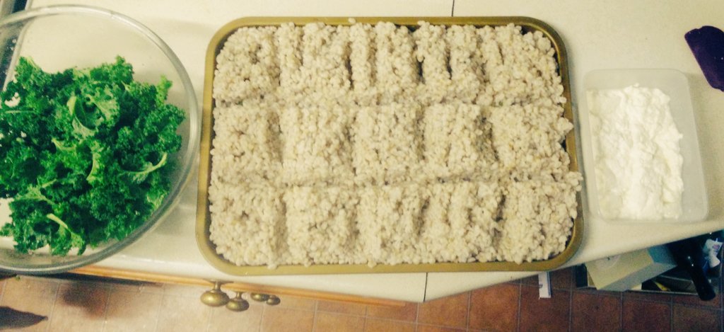 Second course for tonights supper club. Barley, kale and goats milk ricotta. @fieldingcottage #supperclub #goodfood