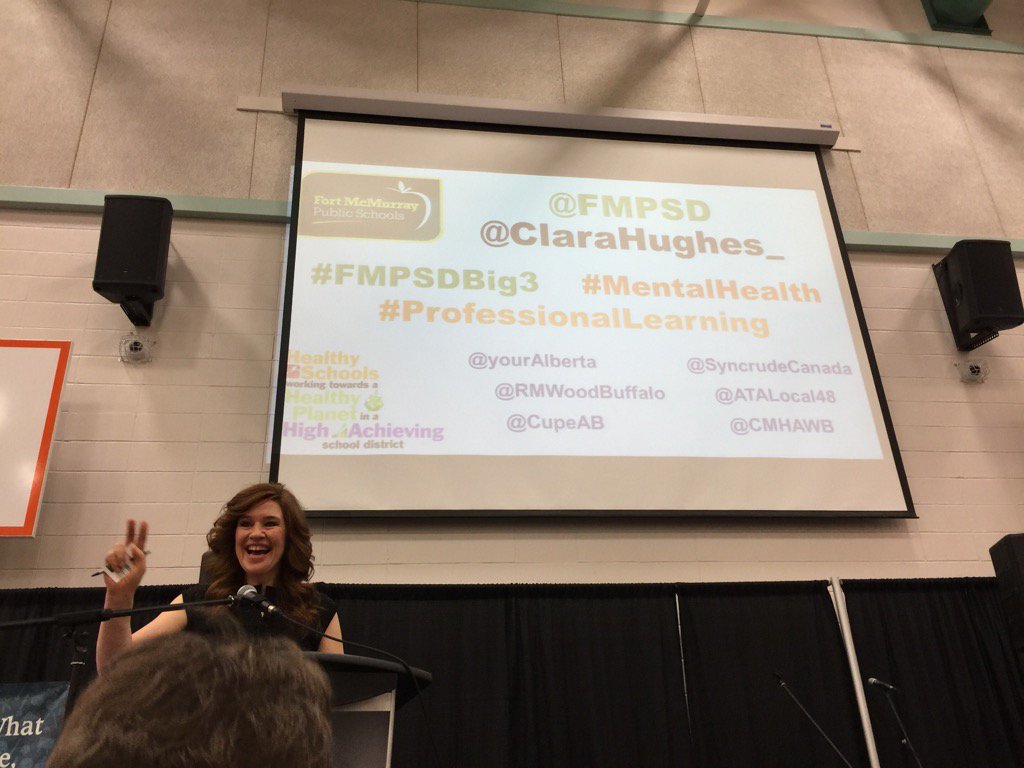 FMPSD's tweet photo. Ladies and gentlemen the one and only @ClaraHughes_ our guest!!! #ymm #pd16 #fmpsdbig3 https://t.co/8CwFOOAhiN