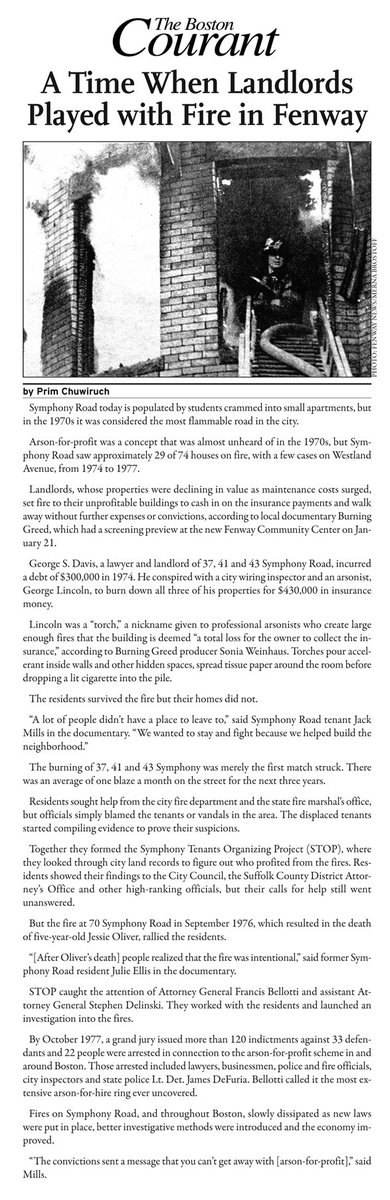 Fenway's story of arson, corruption and tragedy: fire-for-hire. <a href="/BurningGreed/">Burning Greed</a> <a href="/FenwayCommunity/">Fenway Community Center</a> #fenway