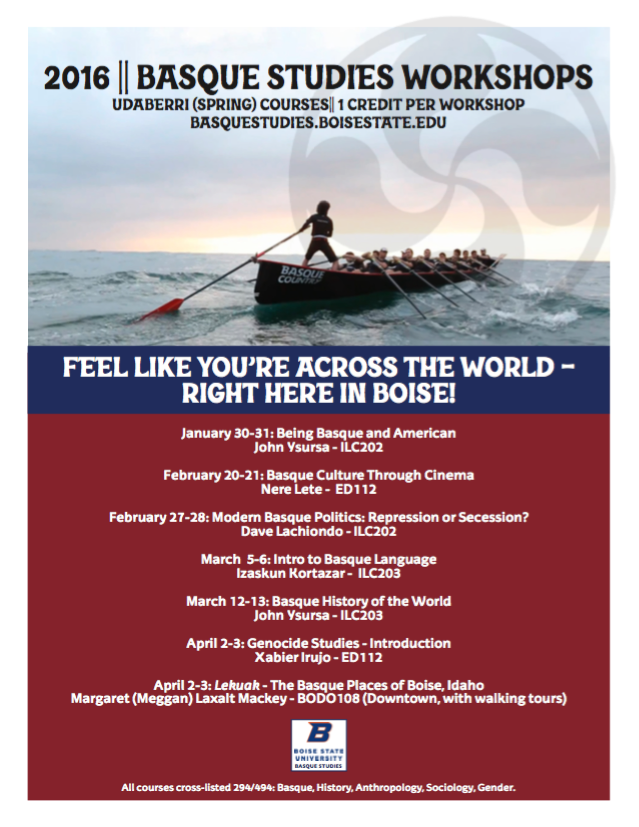 BSUWorldLang's tweet photo. Cinema, language, walking tours & more! Check out our 2016 Basque Studies Workshops! #BoiseStateLive #BasqueStudies https://t.co/Vo6GRbUcRG