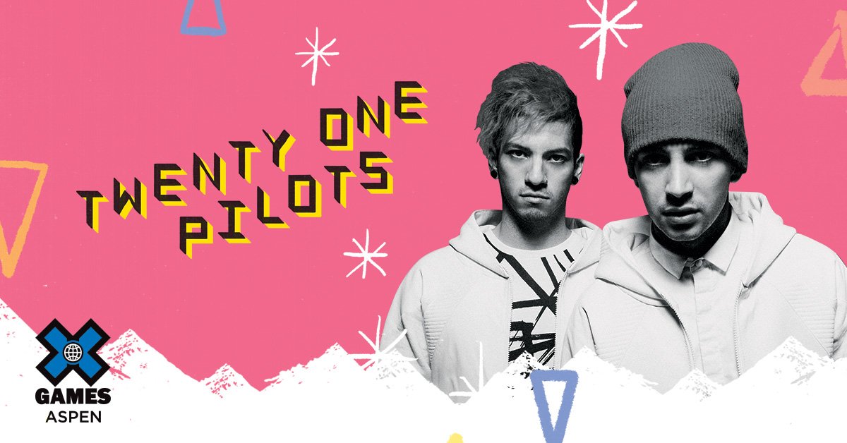 XGames's tweet photo. Twenty Øne Piløts are gønna turn up the vølume in Aspen at 9:30 pm MT! #XGames https://t.co/lYPg7QD9Yy