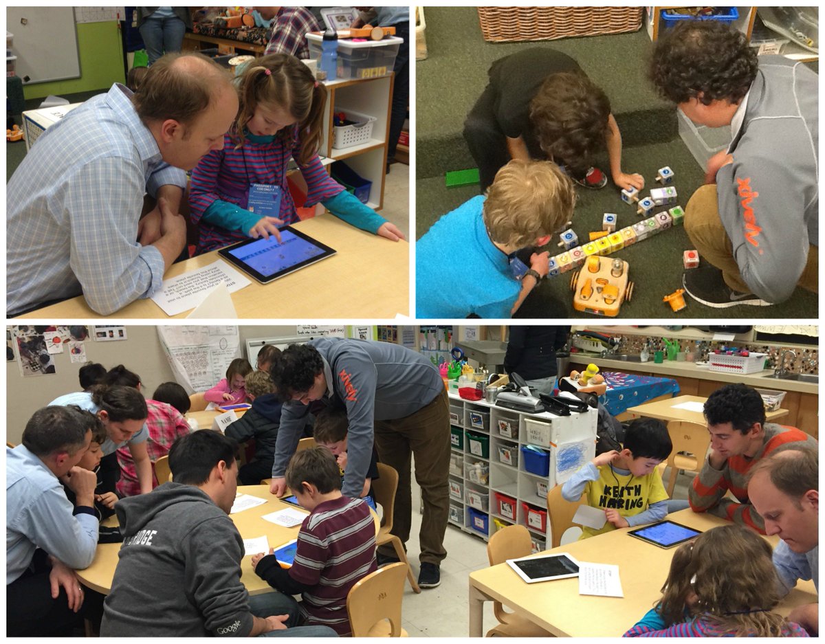 DevTechResearch's tweet image. See parents &amp;amp; children collaborate creating family projects w/ @ScratchJr and #KIBO for #FamilyCodingNight at EPCS!