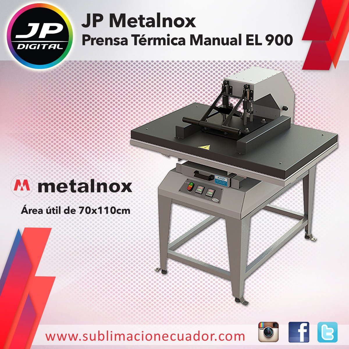 Prensa Térmica Metalnox EL900 (70x110cm) - JPDigital