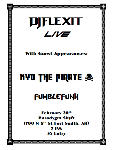 PhonkLaden's tweet photo. FEB 20TH. 7 PM. $5 ENTRY. 700 N 8TH ST. SEE. YALL. THERE. #KydThePirate #FumbleFunk #DJFlexit https://t.co/YQ074hhTo7