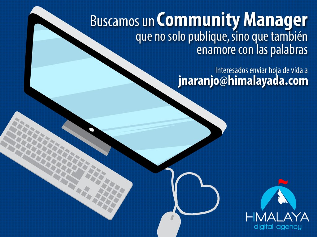 #TrabajoSíHay escríbenos si eres bilingüe y tienes un año o más de experiencia como CM. @RedactoresP https://t.co/dT7ZgSESB3
