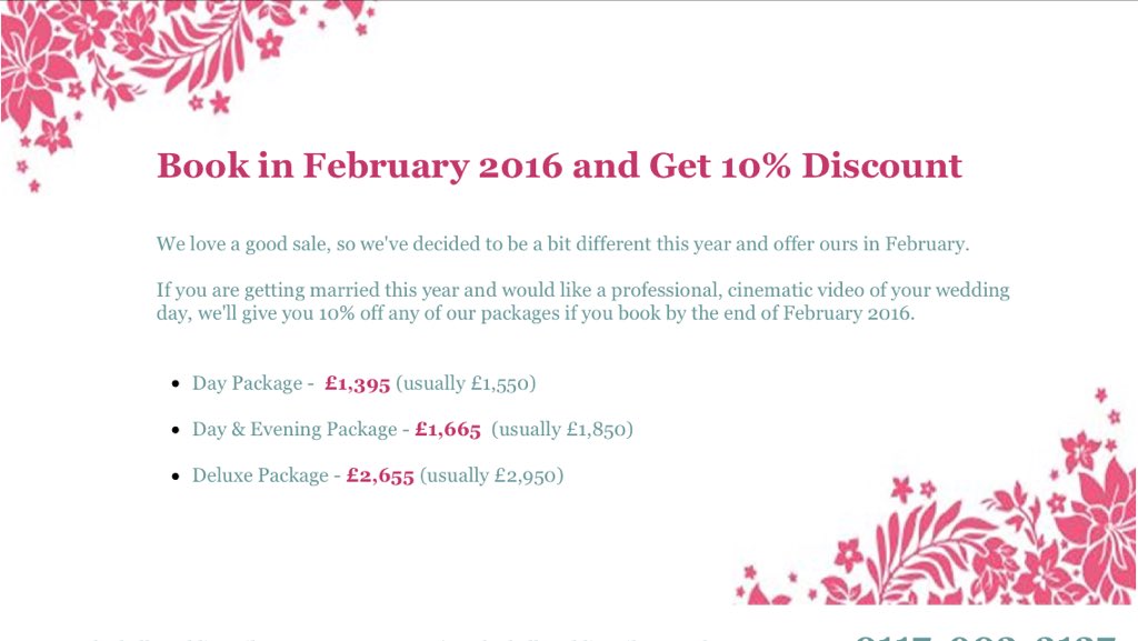 Bluebell_Films's tweet image. Book in February 2016 and Get 10% Discount :) For more info, visit our website. #bridetobe bluebellweddingfilms.co.uk/#!special-offe…