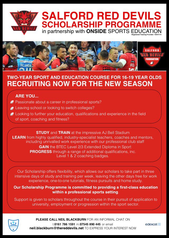 SalfordRLFC_F's tweet photo. Interested in joining our education programme? @SalfordDevils @LangworthyReds @CadisheadRhinos @FollyLaneARLFC https://t.co/3TPOoojnAe
