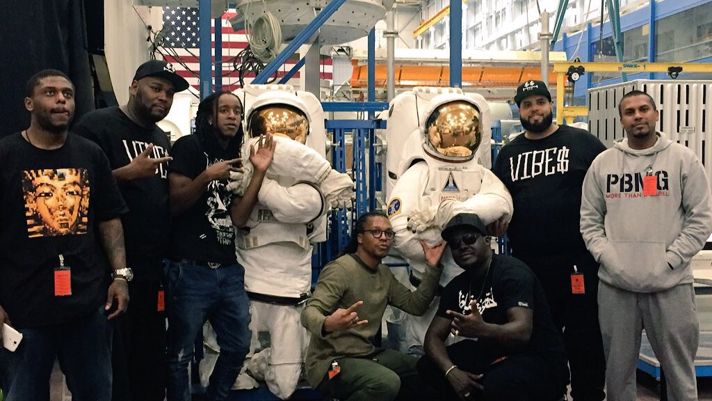 NASA_Johnson's tweet image. The show is always going on in space. @LupeFiasco and crew visit today and get their space on.
