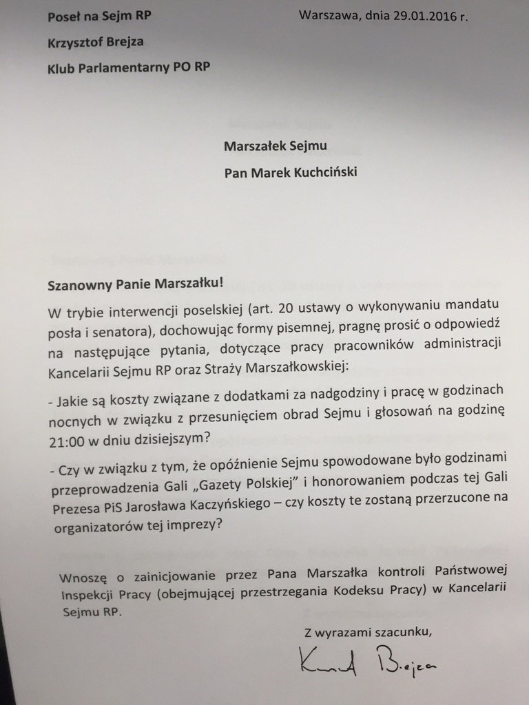 Krzysztof Brejza On Twitter Wlasnie Wystapilem Z Oficj Interwencja Nocne Obrady Sejmu Gala To Dod Praca 300 Osob Kancelarii Sejmu Https T Co 2fqwk21n9s