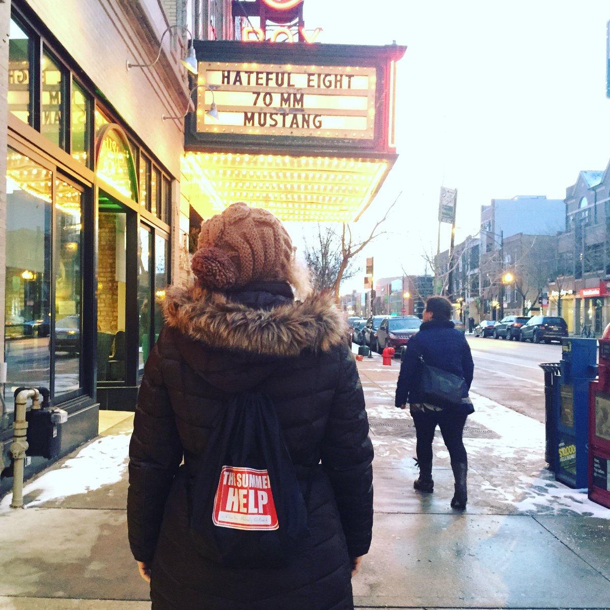 TheSummerHelp's tweet photo. Lookie what we saw in #Chicago! Our very own @TheSummerHelp backpack in front of @musicboxtheatre! #TheSummerHelp https://t.co/B478XOJMFx