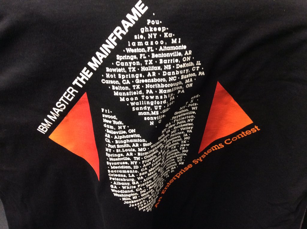 TrinaCunningham's tweet photo. So proud of my students. Made the back of the IBM t-shirt for 3 years in a row. #mainframemaster @SystemZEvents https://t.co/4Anhw0UqQ1