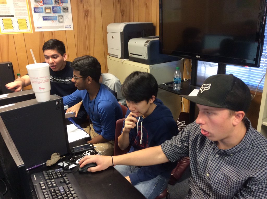 TrinaCunningham's tweet photo. Cyber Talons are off and running in the state competition. @CyberPatriot https://t.co/R9YSpj9RFY