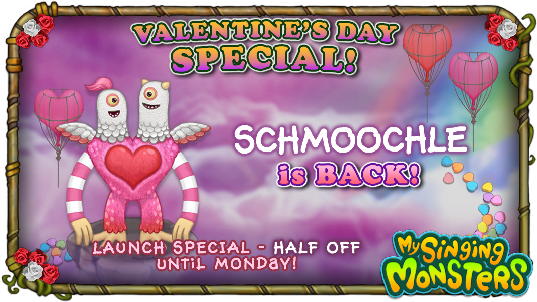 SingingMonsters's tweet photo. Schmoochle has come to celebrate the Season of Love on Air Island, be sure to breed them before they fly away again! https://t.co/FyhFDkc2LX