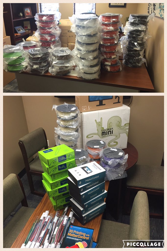 S_Consilio's tweet photo. Thank you @P66_Operations 8 3D printers 3D pens 72 rolls of filament, software, computers @JiJiMath #bisdpride https://t.co/pZPaU6W8Z5