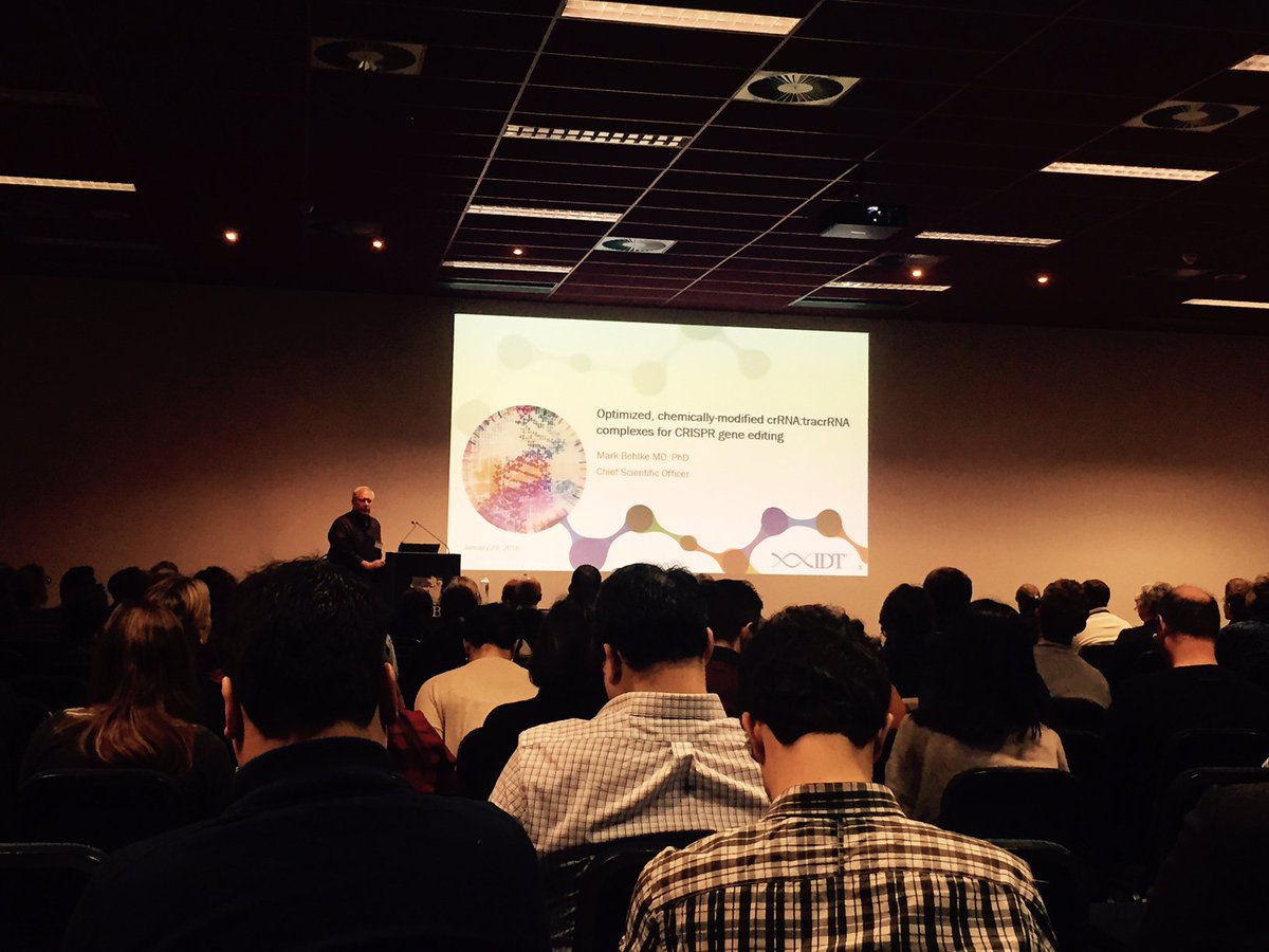 idtdna's tweet image. Dr Mark Behlke, CSO at @idtdna, presenting earlier today at #GESB16 in Ghent @VIBLifeSciences #CRISPR