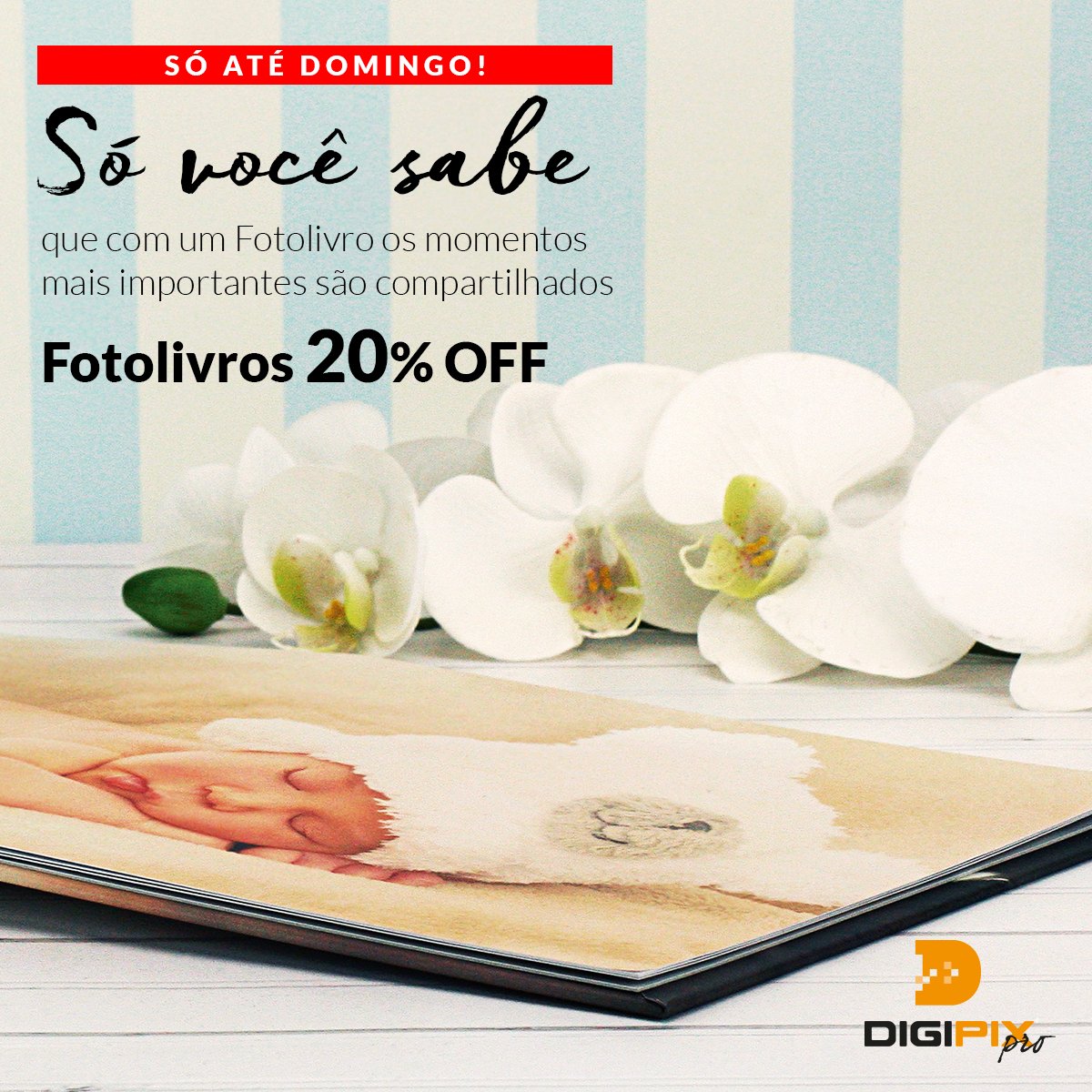 Digipix's tweet image. SÓ ATÉ DOMINGO: 20% off nos Fotolivros 180° Slim, Plus e Classic. Não perca esta oportunidade [...]