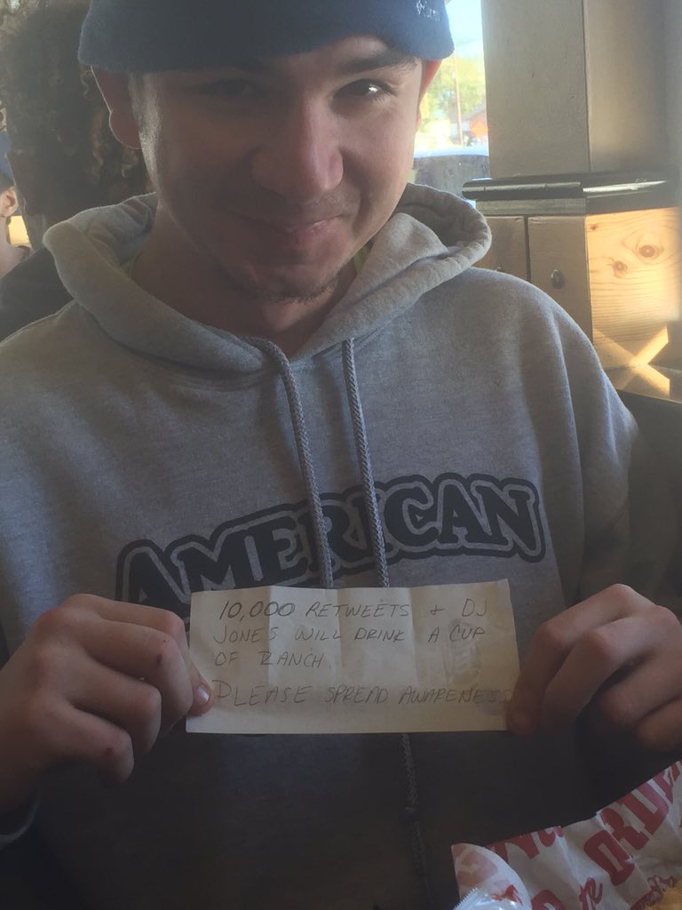 JBillings1's tweet photo. He hates ranch with a passion - hasn't had it since 7th grade. Threw up everywhere. Let's see it again. RT RT RT!!! https://t.co/Z5mDdJ7Akn