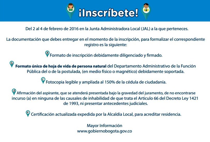 AlcaldChapinero's tweet photo. Del 2 al 4 de febrero en la JAL de Chapinero puedes registrarte para ser parte de los nuevos #AlcaldesLocalesBOG https://t.co/XXOOzLOEhp