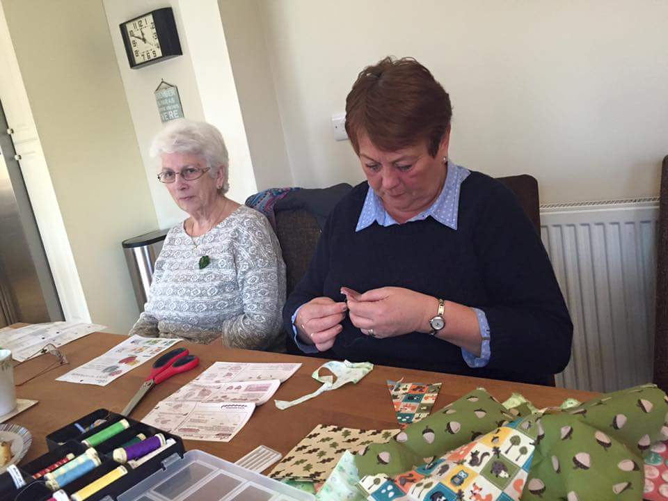 BryncethinWI's tweet photo. Craft club sewing yo-yo hearts to wear for climate change. Thanks to our new member Lynette for the practical. https://t.co/1JQDP2X7jG