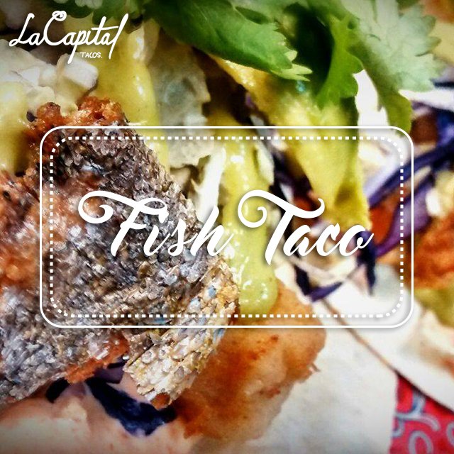 Fish Taco: MAHI MAHI with a slightly spicy sauce, slice avocado &amp; fried fish skin. #mtl #foodiesmtl #montreal #tacos