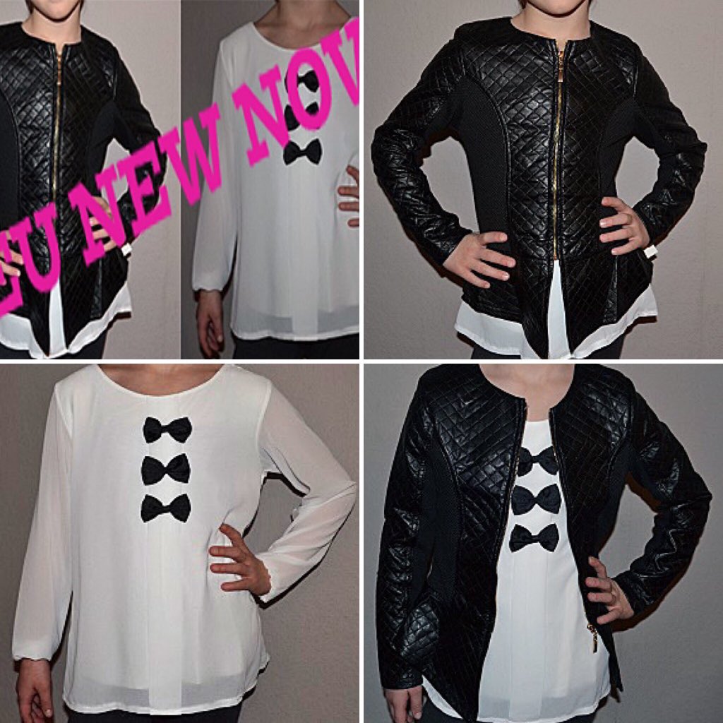 Neue #Bluse mit #Schleife und #Lederjacke (aus Lederimitat) jetzt  im Onlineshop maedchenshop.com 🎀💕💕🎀