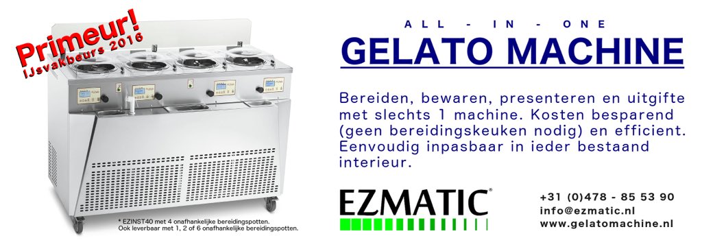 ezmatic's tweet image. Bezoek onze stand op #ijsvakbeurs 2 en 3 Februari #Uden #primeur Presentatie #GelatoMachine #IceTeppanyaki #concept
