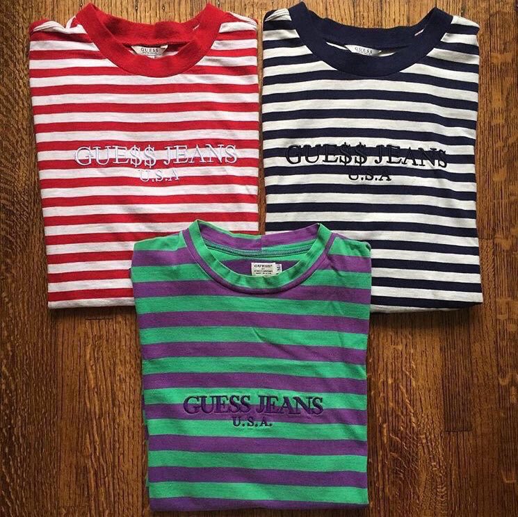 guess jeans striped shirt vintage