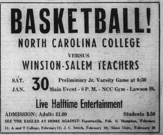 HBCUGameday's tweet photo. Ad for @WSSURAMS vs. @NCCU in 1960. Notice the name changes. https://t.co/YkaMcMyNKQ