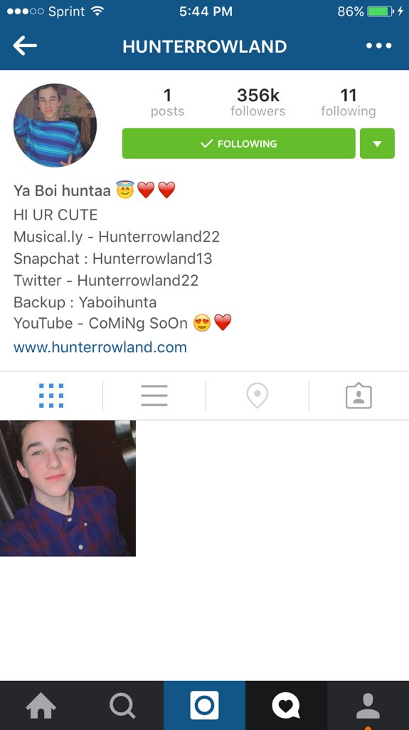 rowlandnews's tweet photo. HUNTER GOT HIS INSTA BACK❤️ #hunterisback https://t.co/nbUt3sPEY7
