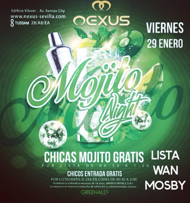 rrppnexus's tweet photo. MOJITO NIGHT🍸
ENTRA GRATIS POR 
LISTA WAN MOSBY 
Reservado:665 661 717
#NEXUS #party #diversion #sexo #nowannoparty https://t.co/V6r61k3a2w