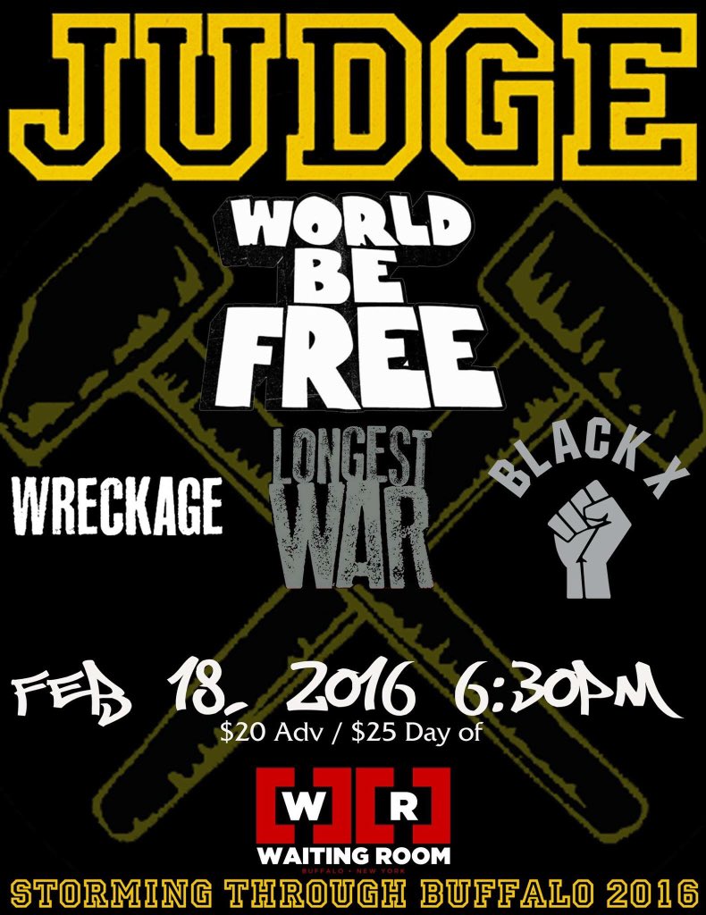 #BlackX is playing with #Judge on Feb 18 in #Buffao
