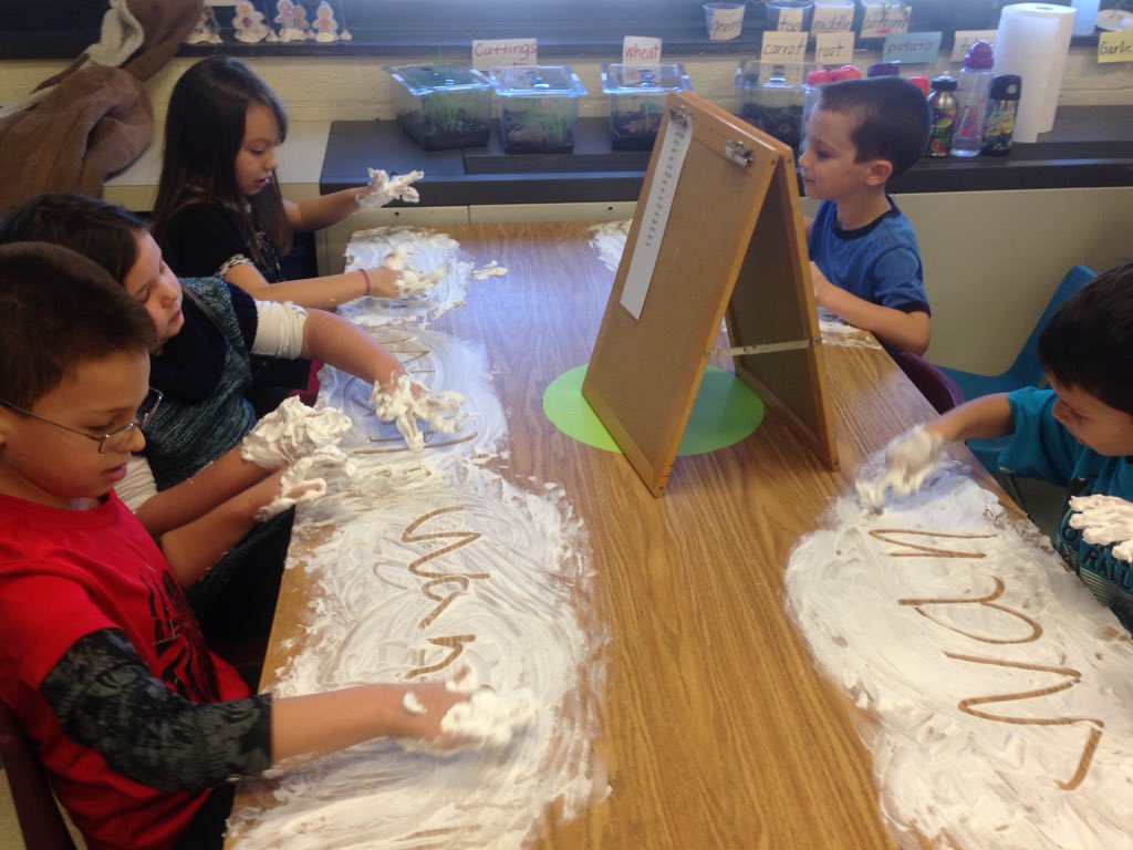 Practicing writing words &amp; asking questions in reading.  Hands on learning is fun!