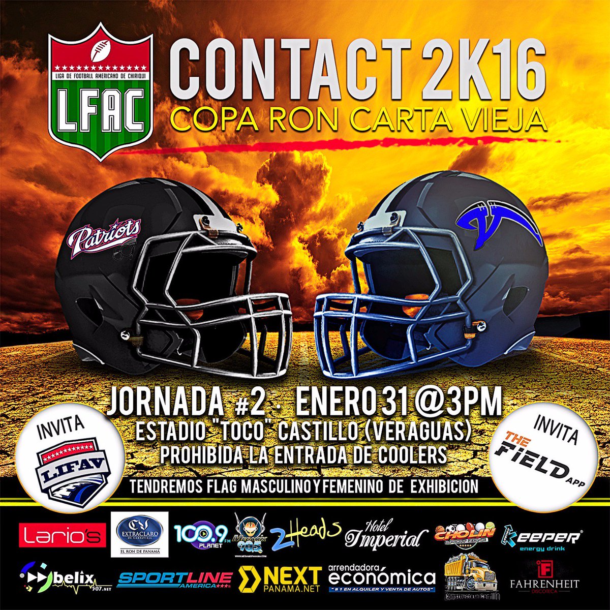 Sigue football de 5★ en Veraguas  OK
<a href="/LFAChiriqui/">LFAC</a> <a href="/ptyflag/">PTY Flag</a> <a href="/PMFL507/">PMFL 507</a> <a href="/AFFPanama/">AFFP</a> <a href="/NFFLPTY/">NFFLPTY</a> <a href="/LIFFFpanama/">Liga de Flag Football Femenino Panamá</a> <a href="/VienenLosPanas/">Vienen Los Panas</a>