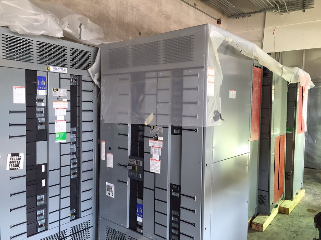 PRAIRIElectric's tweet photo. Beaverton Middle School progress photos . Electrical room is coming together #electrician #jobs #education https://t.co/s9O3wji9Xs