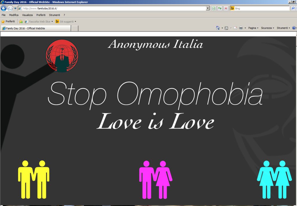 anonMadara's tweet photo. Diritti gender https://t.co/5xbuFpGSUJ #Hacked #Anonymous #StopOmophobia #OperationItaly #FamilyDay #HumanRights https://t.co/R2nwQzP8xc